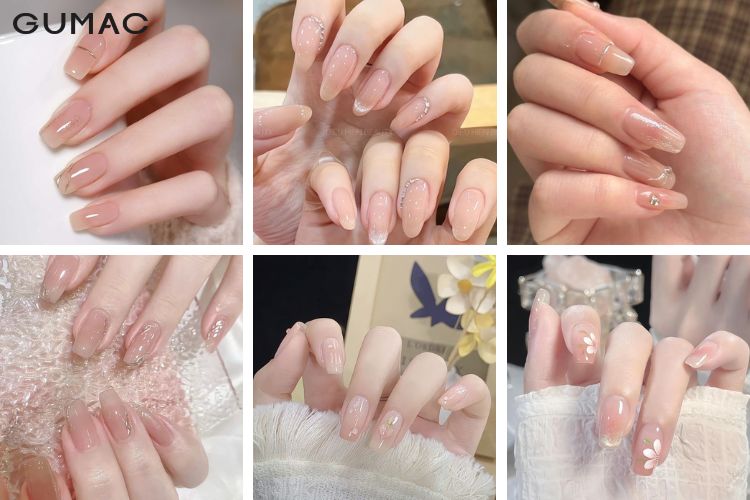 nail thach tron mau nude