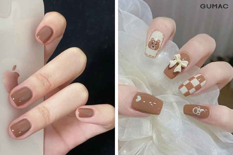 Màu sơn nail nâu hạt dẻ sang trọng mau son nail nau hat de sang trong