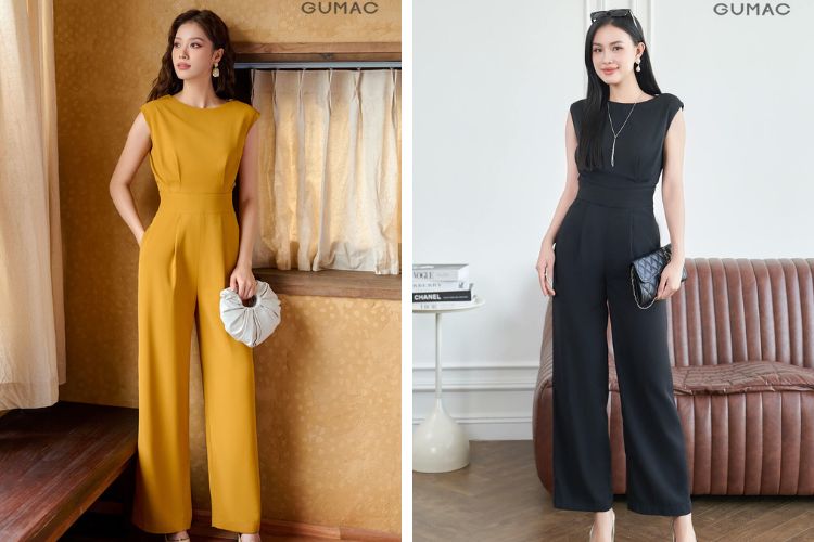 Jumpsuit linen dáng suông Jumpsuit linen dáng suông