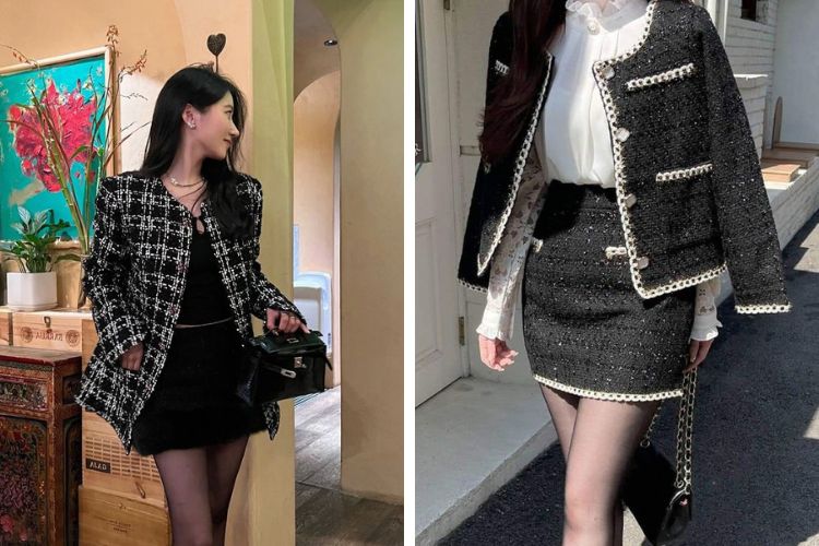 Set đồ sang chảnh với chất dạ tweed Set đồ sang chảnh với chất dạ tweed