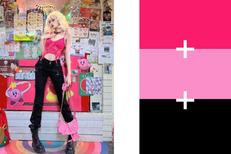 ao hong quan den black pink
