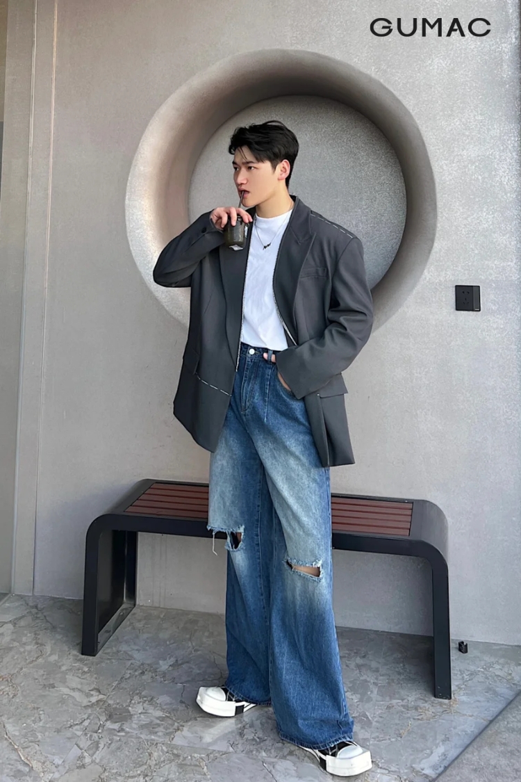 Áo blazer kết hợp với quần jeans Áo blazer kết hợp với quần jeans