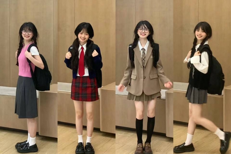 phối đồ phong cách preppy nữ sinh