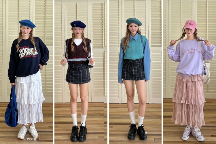 outfit nữ sinh Hàn Quốc