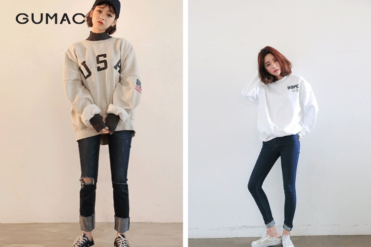 Áo Sweater phối cùng quần jean đen Ao Sweater phoi cung quan jean den