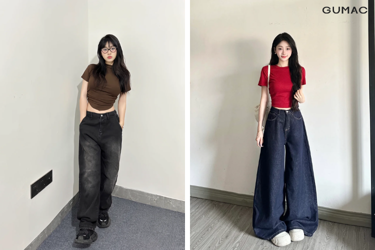 Quan jean den nu phoi ao om