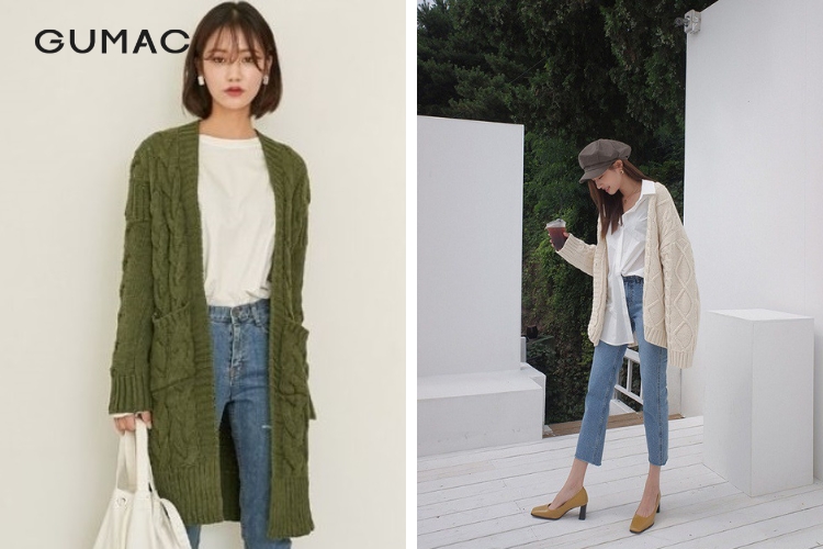 Quần jean ôm phối cùng áo Cardigan Quần jean ôm phối cùng áo Cardigan