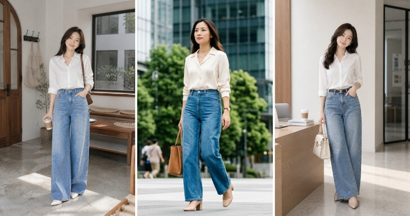 Một chiếc sơ mi nữ form rộng vừa phải mix cùng quần jean baggy ống rộng sẽ là tuyên ngôn thời trang của những cô nàng công sở hiện đại.