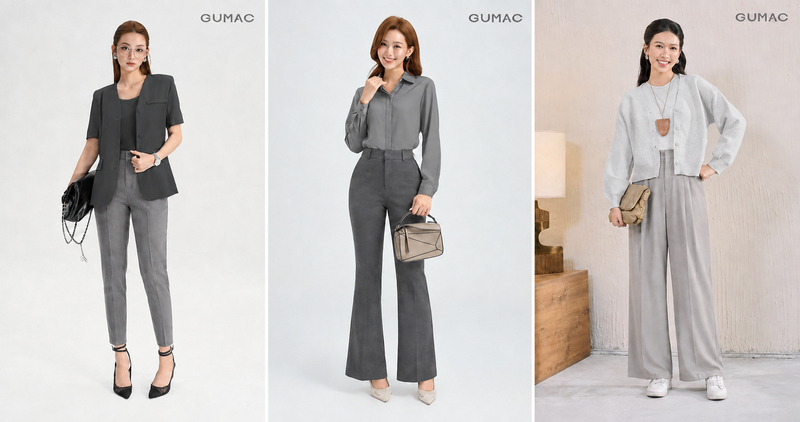 Phối các sắc xám với nhau tạo hiệu ứng đơn sắc hiện đại, phù hợp với người yêu thích vẻ có gu nhưng không muốn dùng màu quá nổi.
