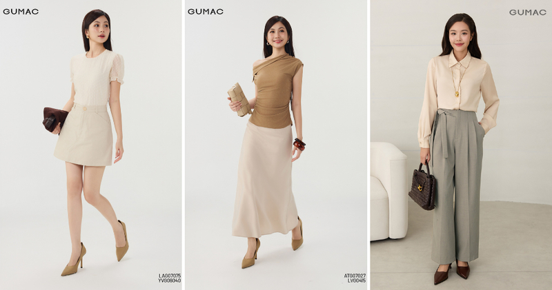 Tham khảo những thiết kế dễ ứng dụng như áo sơ mi, áo thun trơn, áo kiểu, áo len, áo cardigan và áo polo tại GUMAC.