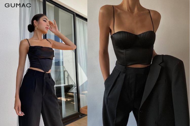 Áo Corset phối với quần tây hoặc quần cargo Áo Corset phối với quần tây hoặc quần cargo