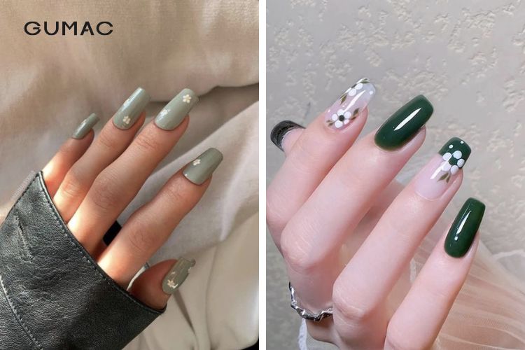 Các mẫu nail màu ngọc lục bảo trắng da Các mẫu nail màu ngọc lục bảo trắng da