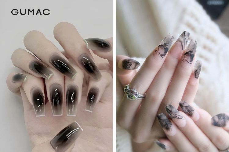 Mẫu nail màu đen huyền bí Mẫu nail màu đen huyền bí