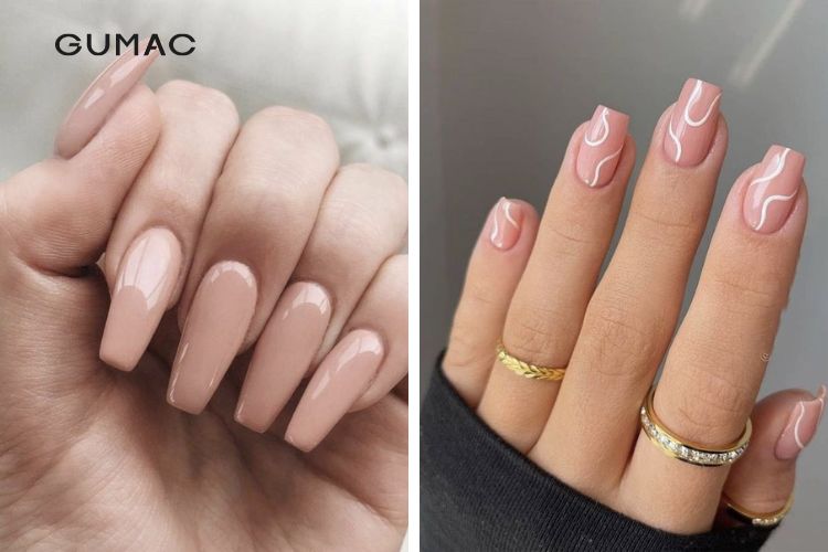 Nail màu nude đơn giản Nail màu nude đơn giản