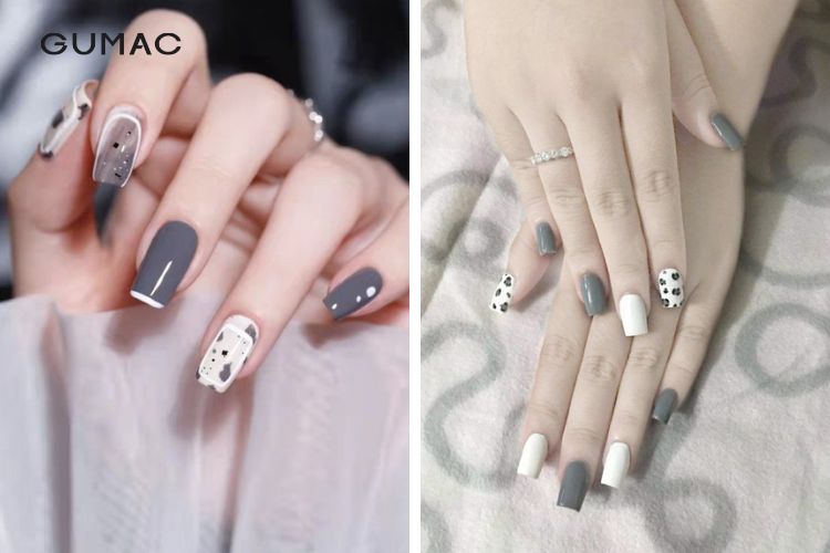 Nail tone xám sành điệu Nail tone xám sành điệu