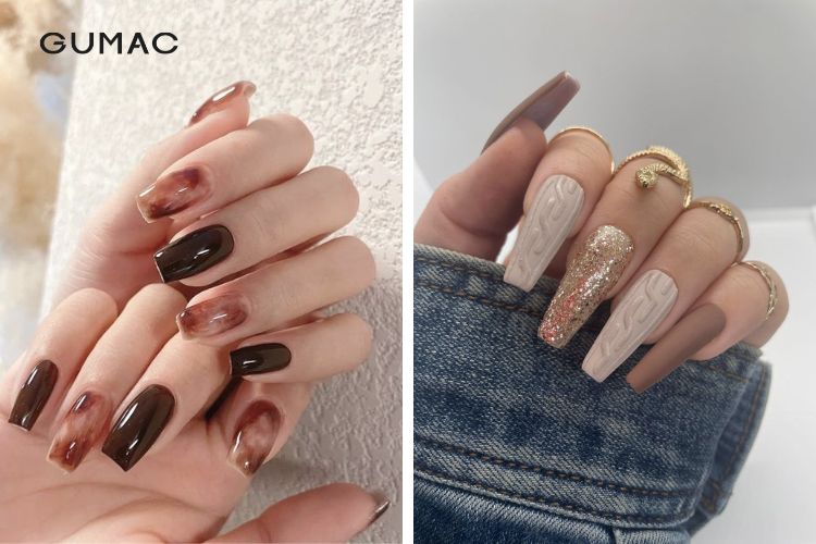 Những mẫu nail màu nâu cực tây Những mẫu nail màu nâu cực tây