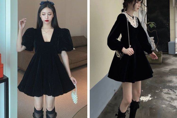 đầm nhung babydoll dễ thương đầm nhung babydoll dễ thương