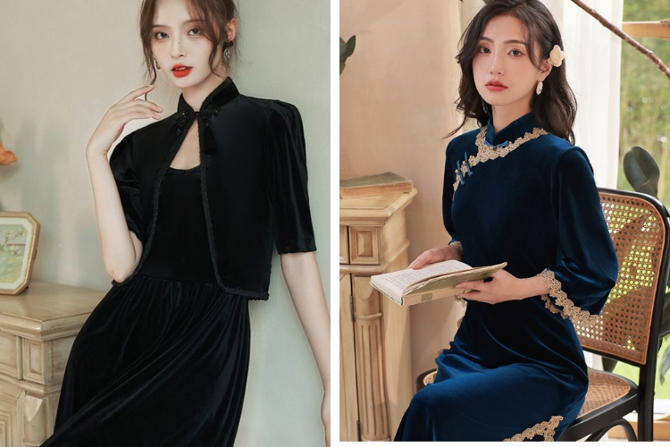 đầm nhung cổ điểm vintage đầm nhung cổ điểm vintage