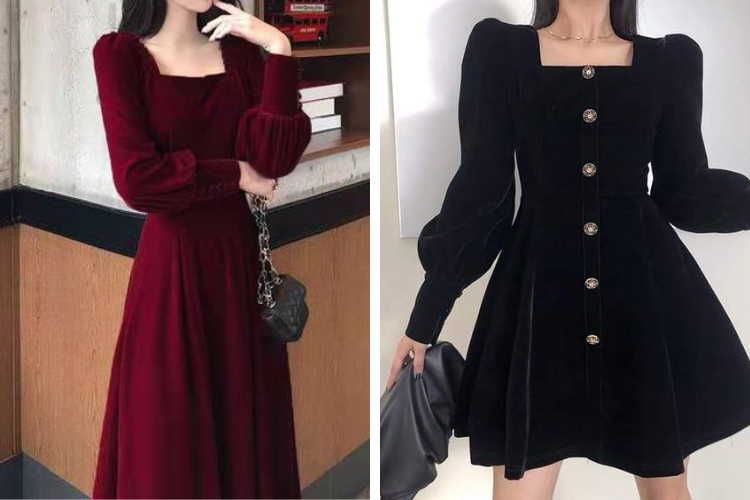 đầm cổ cuông quý phái đầm cổ cuông quý phái