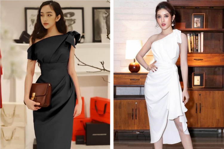 mẫu đầm nhung lệch vai cao cấp mẫu đầm nhung lệch vai cao cấp