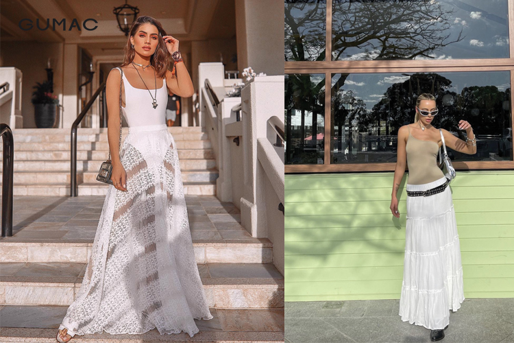 Kết hợp với chân váy maxi Kết hợp với chân váy maxi