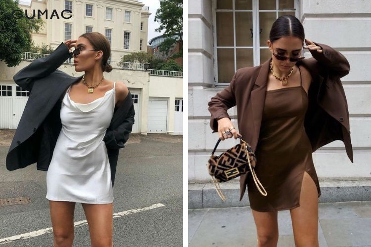 Đầm hai dây phối áo blazer Đầm hai dây phối áo blazer