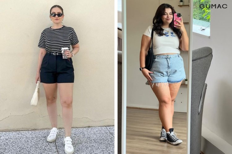 Thời trang cho người béo với quần short cạp cao Thời trang cho người béo với quần short cạp cao