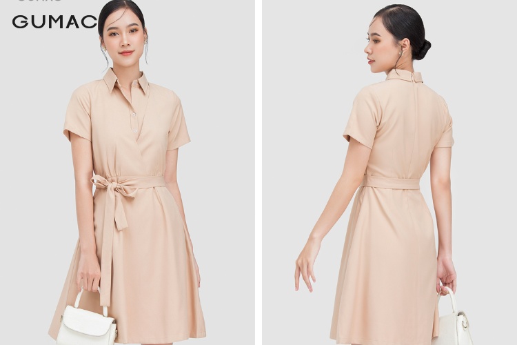 Phối đầm sơ mi với điểm nhấn ở eo Phối đầm sơ mi với điểm nhấn ở eo