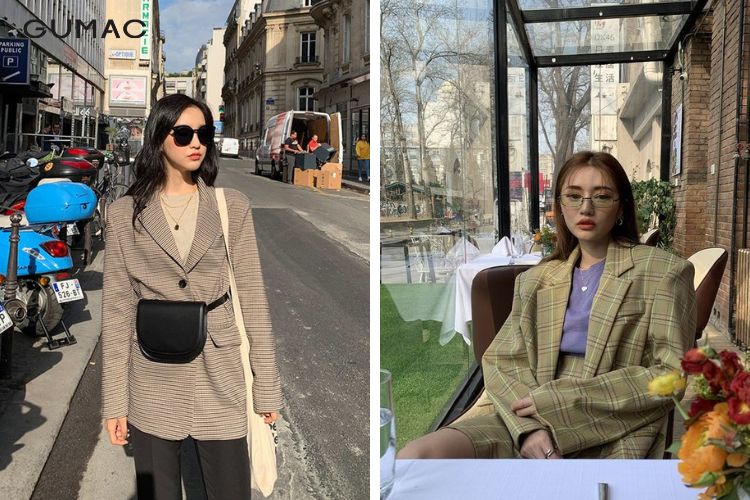 Cách phối đồ với blazer caro đẹp Cách phối đồ với blazer caro đẹp
