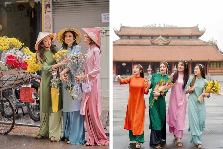 Tạo dáng chụp ảnh 2 người du xuân Tạo dáng chụp ảnh 2 người du xuân