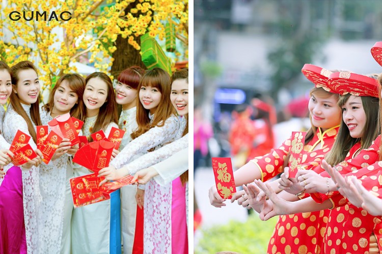 Tạo dáng chụp ảnh cầm bao lì xì Tạo dáng chụp ảnh cầm bao lì xì