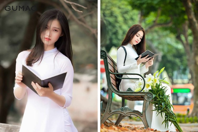 Tạo dáng áo dài ngồi đọc sách Tạo dáng áo dài ngồi đọc sách