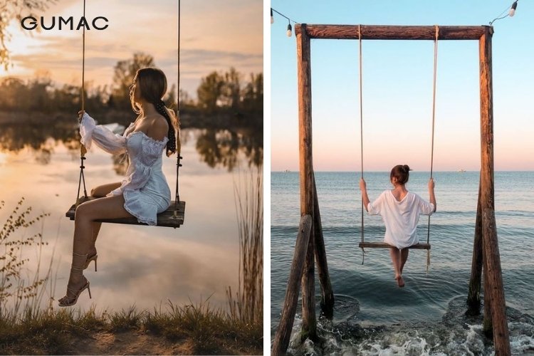 Tạo dáng chụp ảnh ngồi cùng xích đu cực xinh Tạo dáng chụp ảnh ngồi cùng xích đu cực xinh