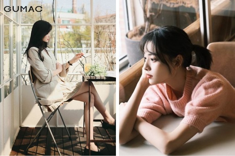 Tạo dáng chụp trước bàn ăn Tạo dáng chụp trước bàn ăn