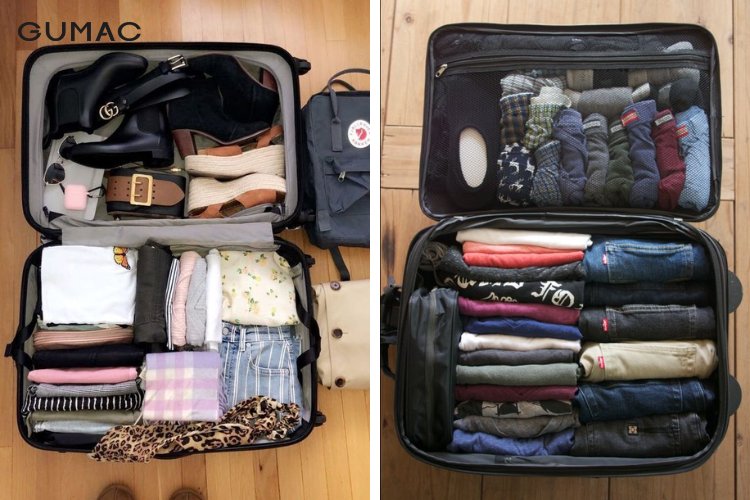 Cố gắng sắp xếp đồ vào vali theo thứ tự có logic Cố gắng sắp xếp đồ vào vali theo thứ tự có logic