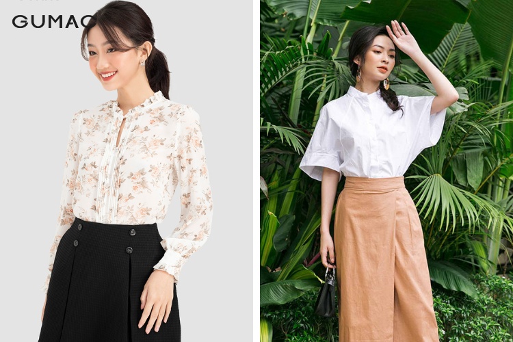 Cổ áo sơ mi nữ hình trụ Cổ áo sơ mi nữ hình trụ