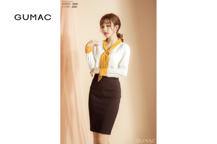 Phối chân váy cùng áo sơ mi phồng tay phoi chan vay cung ao so mi phong tay