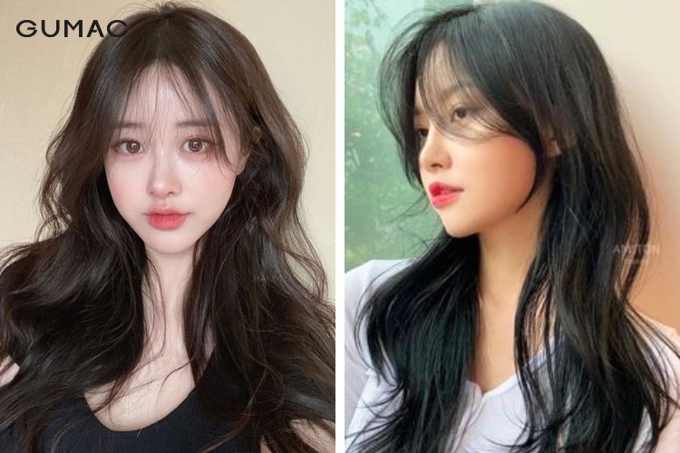 Kiểu tóc layer nữ mái thưa dài hai bên Kiểu tóc layer nữ mái thưa dài hai bên