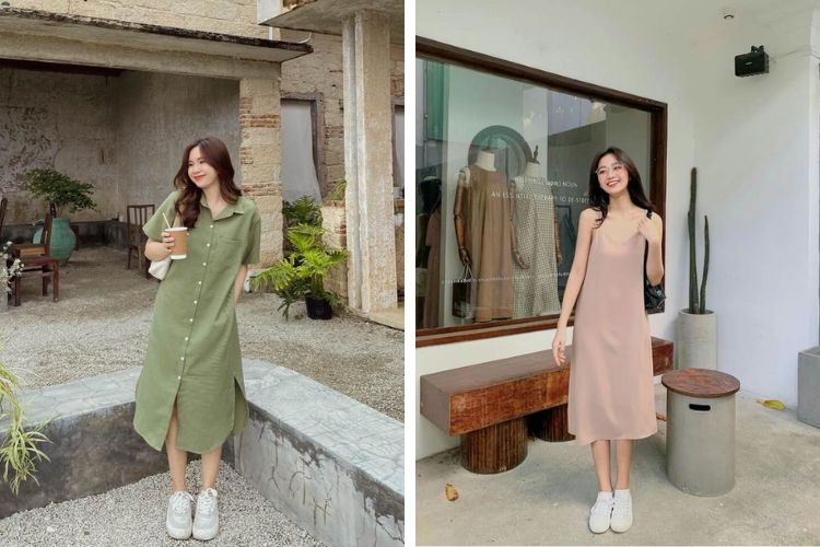 đầm suông giày thể thao đầm suông giày thể thao