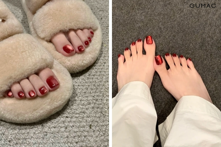 mau nail chan do mat meo