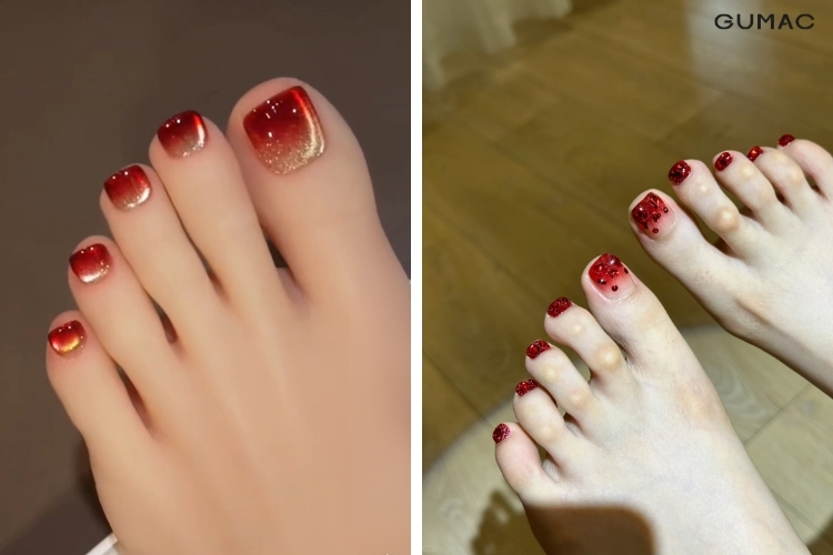 mau nail chan mau do ombre doc dao