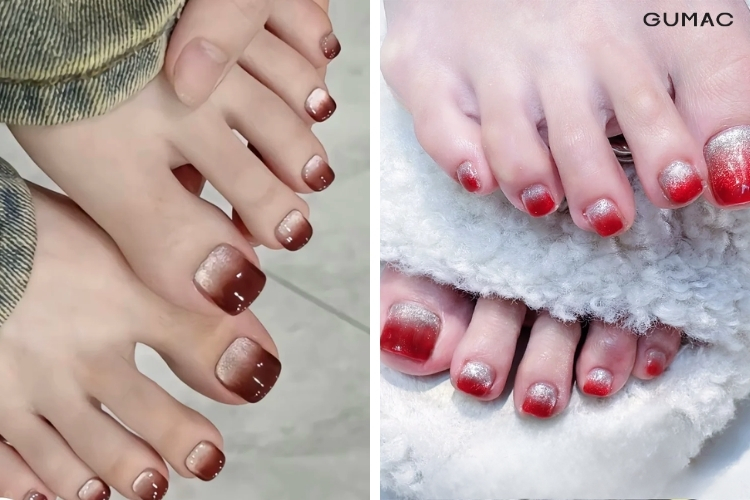 mau nail chan son do nua mong