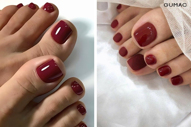 mau nail chan mau do man quyen ru