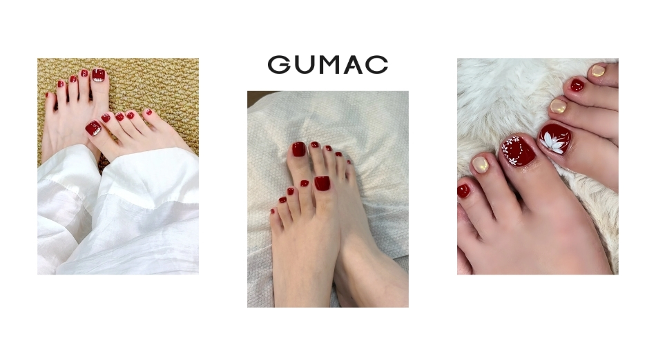 nhung mau nail chan mau do dep sang chanh va ton da