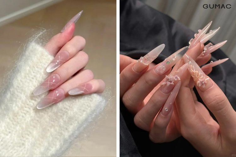 Mau nail mong nhon tron mau huong