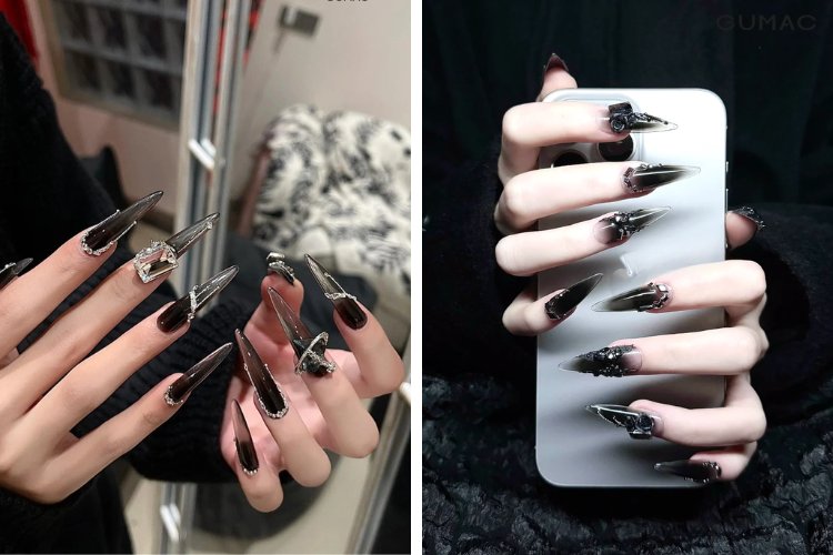 Mau nail nhon den huyen bi