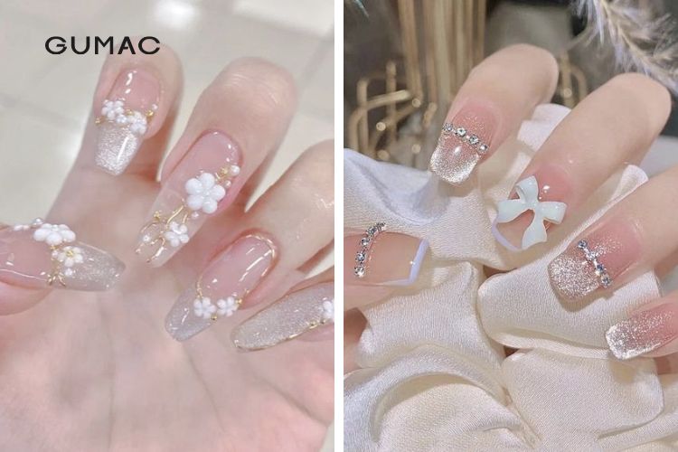 Mẫu nail sơn thạch đính đá sang trọng Mẫu nail sơn thạch đính đá sang trọng