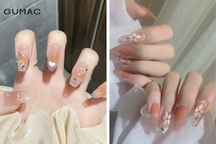 Nail sơn thạch màu cam đào tôn da Nail sơn thạch màu cam đào tôn da