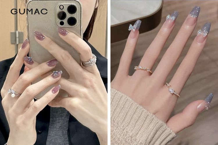 Nail sơn thạch tím sáng da Nail sơn thạch tím sáng da