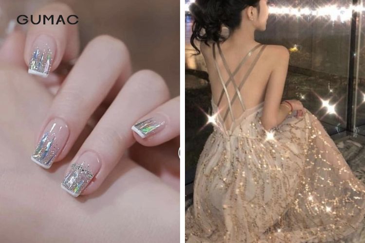 Màu sơn móng tay phù hợp với trang phục kim sa lấp lánh Màu sơn móng tay phù hợp với trang phục kim sa lấp lánh